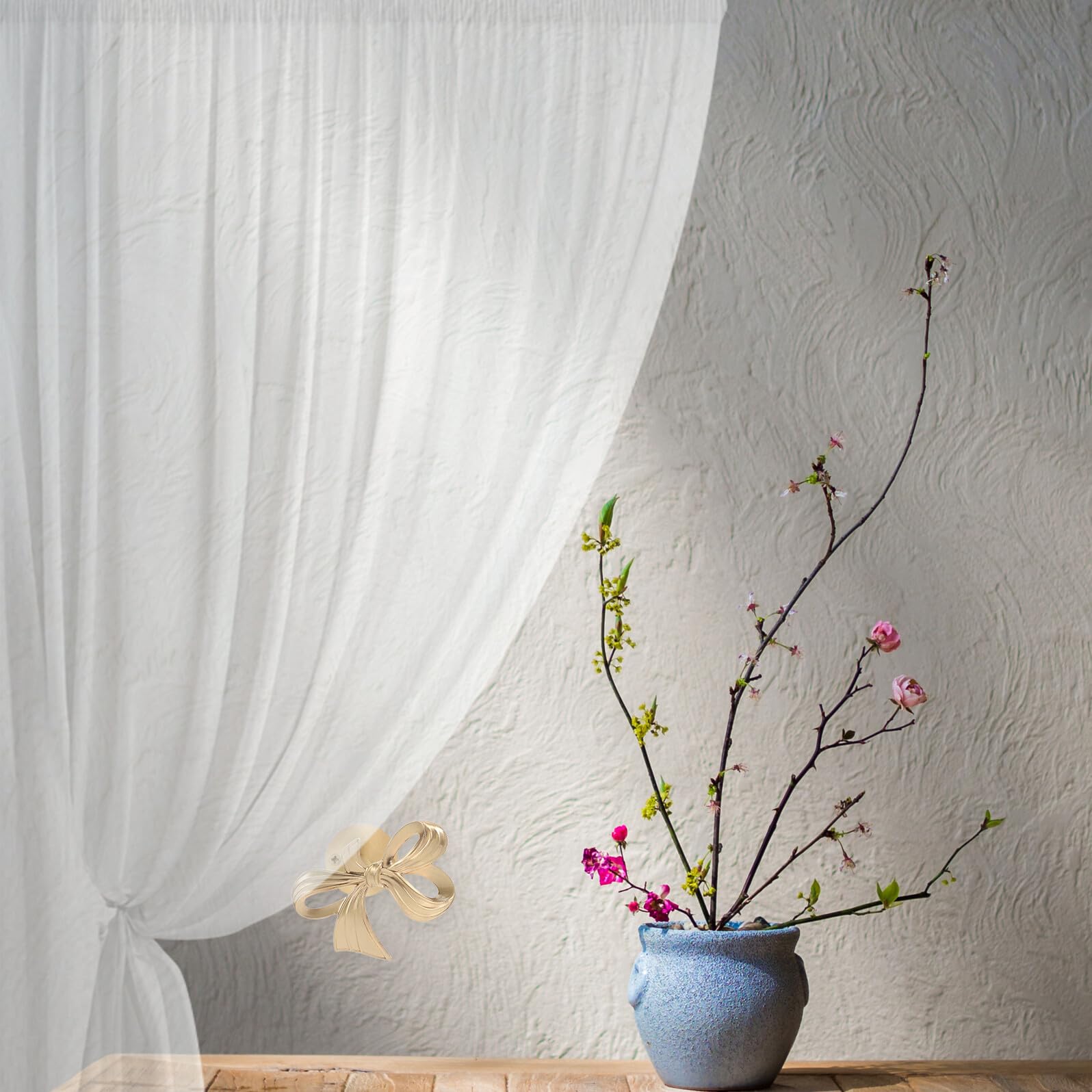 DECHOUS Crochets Muraux à Nœud en Laiton Doré Embrasses de Rideaux Décoratives pour Salon Chambre Bureau Supports Multifonctions pour Vêtements et Porte-Clés