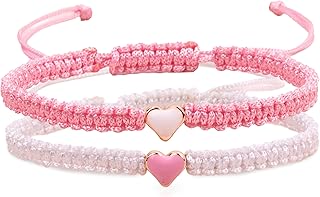 Set of 2 Colorful Heart Beaded Matching Bracelets for Couples and Friendships | Adjustable Couple Bracelets set | Friendships Bracelets set | Couples Gift for Anniversary | Best Friend Bracelets | Gift for Boyfriend Girlfriend | Valentines Gifts | Long Distance Bracelets for Partners