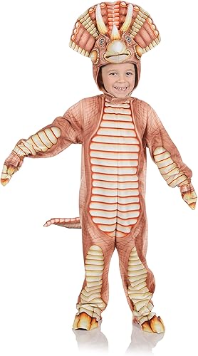 Underwraps Disfraz infantil de Triceratops con estampado de dinosaurio para niños, naranja, talla M, Naranja Underwraps Disfraz infantil de Triceratops con estampado de dinosaurio para niños, naranja, talla M, Naranja