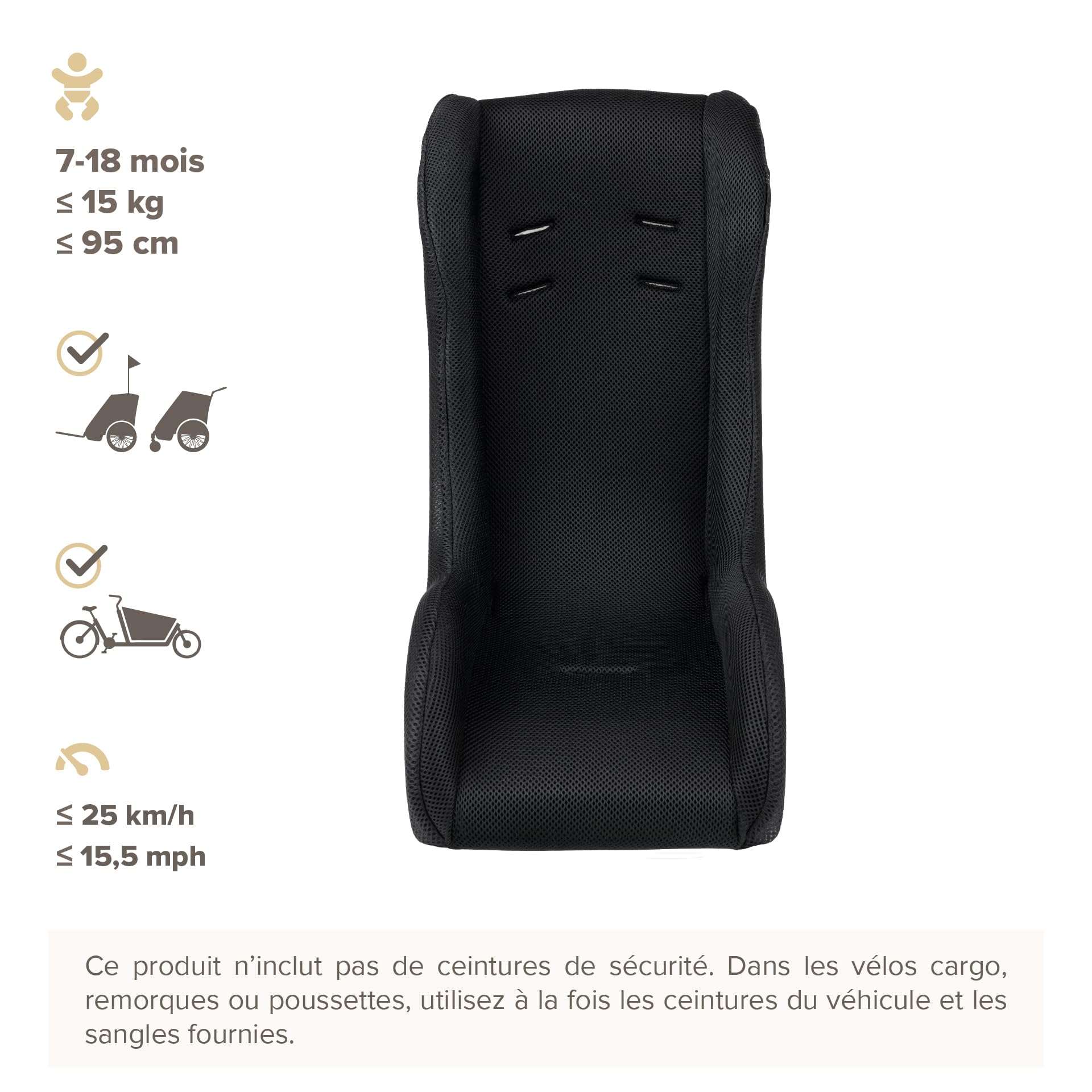 POLISPORT 8015000021 – Mini Pelican Polaire Réducteur de Siège Bébé avec Harnais 5 Points pour Remorque, Poussette et Vélo Cargo – Chaud, Sûr et Compatible pour Enfants de 7 à 18 Mois, Blanc