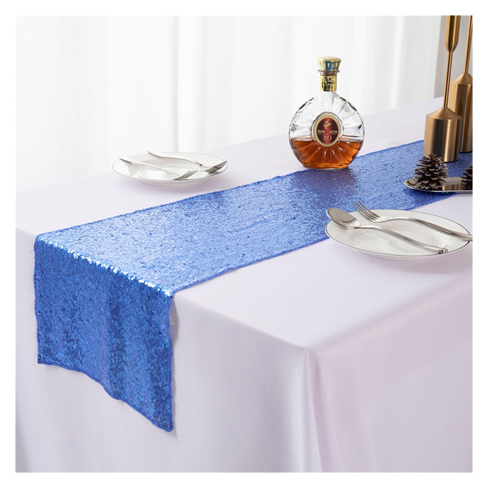 Disco Table Runner 1 Pieces Sequin Table Runner Glitter Dining for Birthday Bachelorette Holiday Celebration(Lake blue,30x275cm)