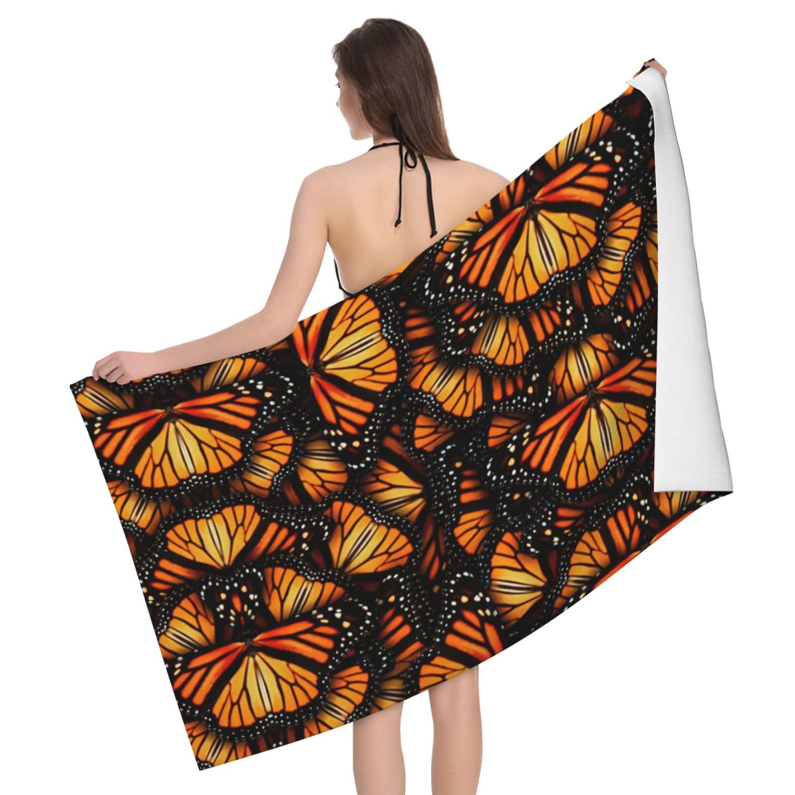 Serviette de bain douce microfibre imprimé papillon voyage plage piscine
