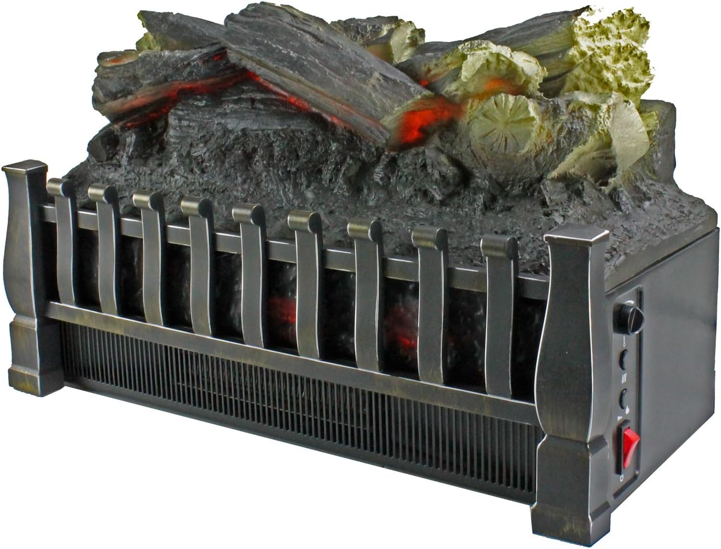 Side view of the Duraflame Electric Log Set Heater with control panel