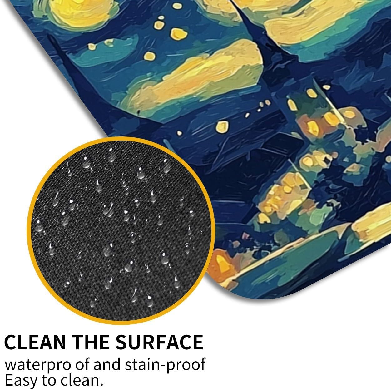 Playmat for MTG, Game Play Mat Card Game Playing 24 x 14 inches Tabletop Magic Play Mats Non-Slip Rubber Base and Stitched Mousepad Desk Mats Playmats for MTG TCG,Starry Night Black Cat