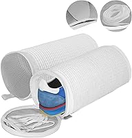 2 Pack GwJI5do Shoe Laundry Bags for Washer Dryer - Extra Pockets Insoles Laces, Thick Fluffy Mesh Sneaker Cleaning Bags White