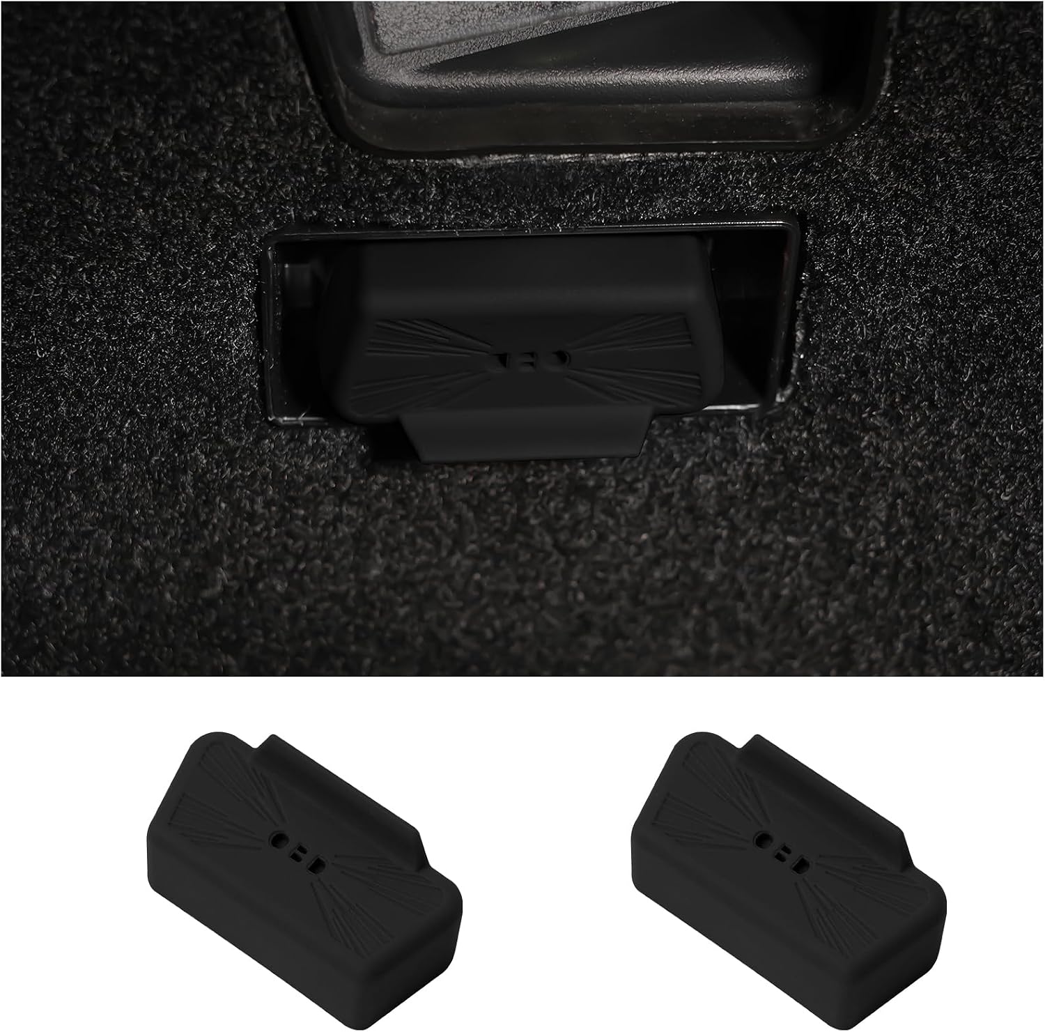 Temmis 2Pcs OBD Port Lid, Vehicle OBD Port Waterproof and Dustproof Silicone Protector Cover, Automotive Interior Socket Cover Accessories, Universal Fit (Black)