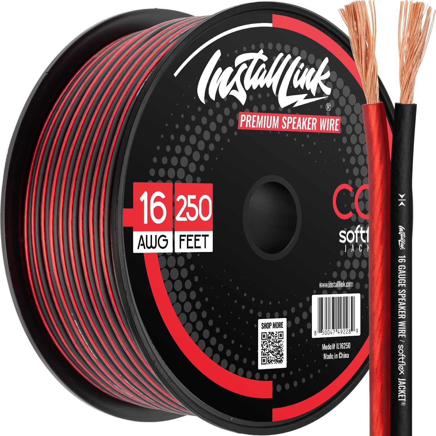 Install Link 16 AWG Gauge Speaker Wire Cable Stereo, Car or Home Theater, CCA (250 Feet)