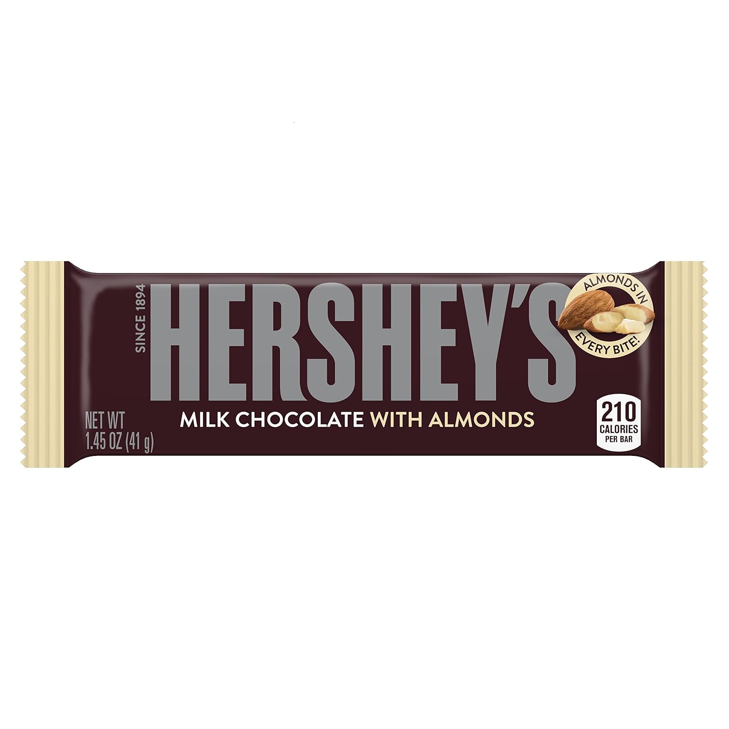 HERSHEY'S Chocolate Candy Bar with Almonds, 1.45 Ounce