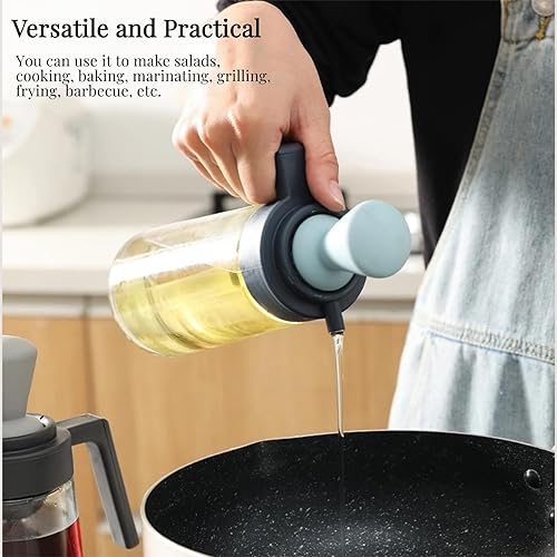 Miniatura 7 de Botella dispensadora de aceite 2 en 1 de 20.3 fl oz para verter y cepillar, botella dispensadora de aceite de oliva de vidrio con cepillo de cocina