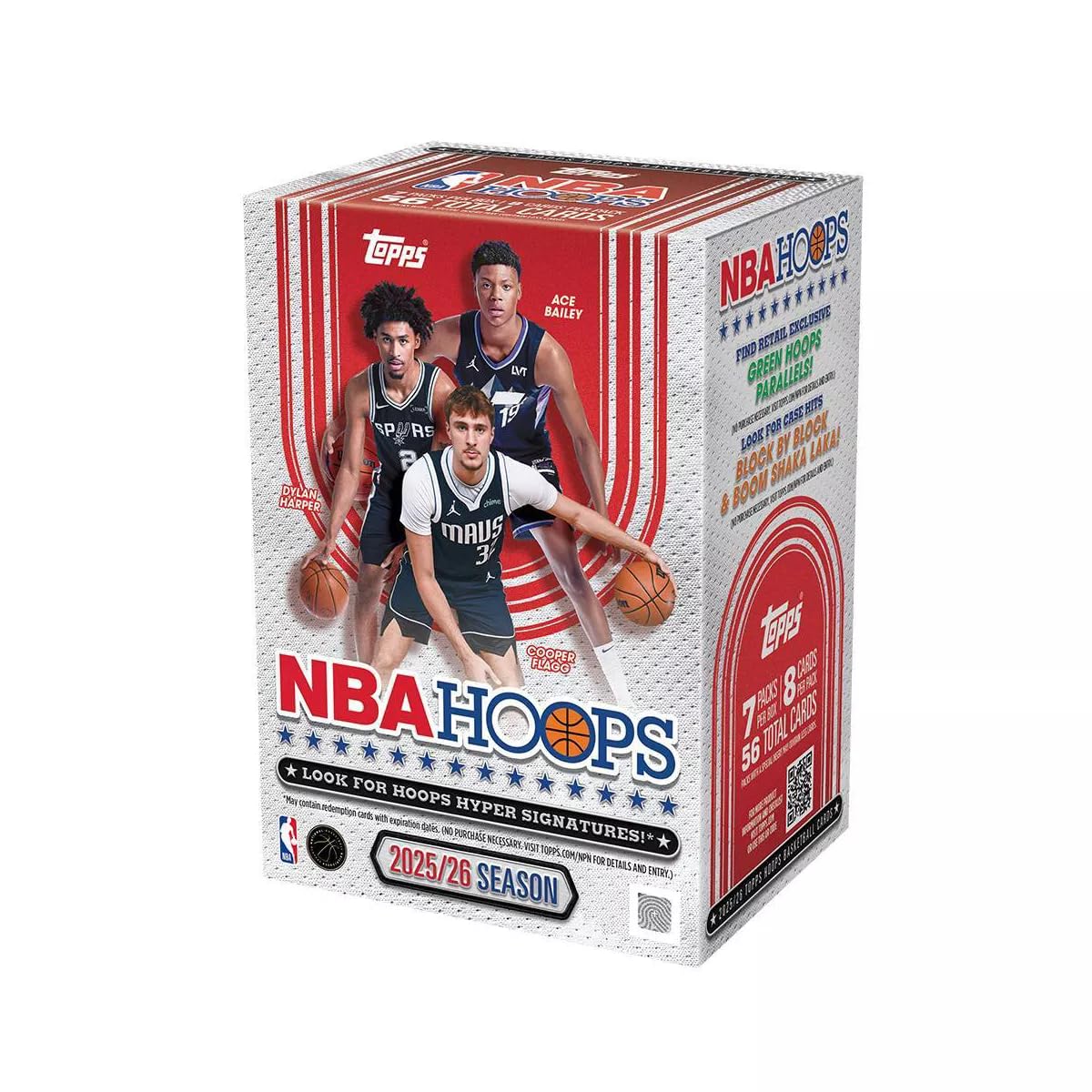 2025-26 Topps NBA-Hoops Basketball-Sammelkarte, Vorteilsbox, 7 Packungen pro Box