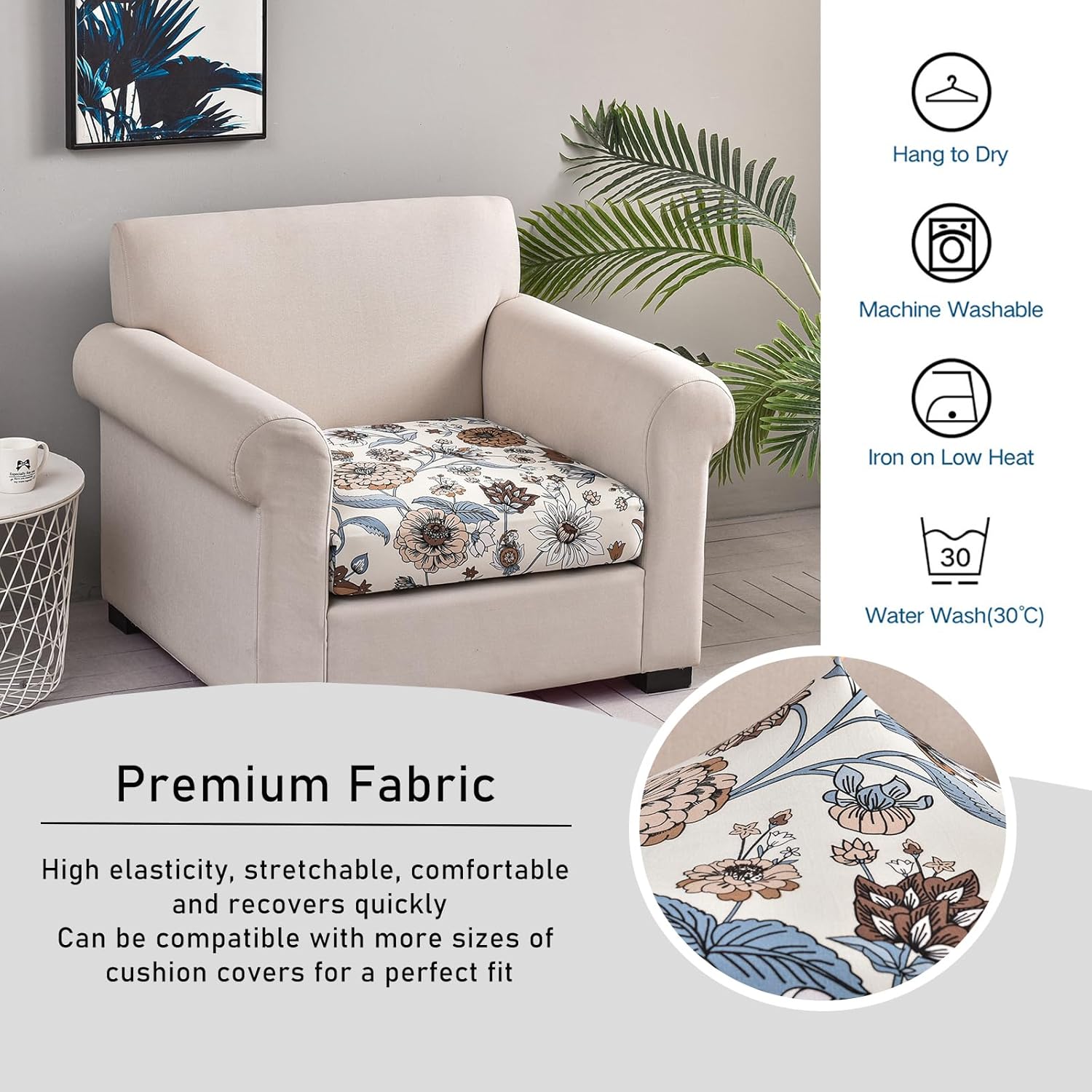 CRFATOP Stretch Sofa Couch Cushion Covers Replacement Accent Chair Seat Slipcovers Printed Sofa Seat Cover Washable Removal Individual Reversible Furniture Protector for Pets, Kid,(3PCS,A13)