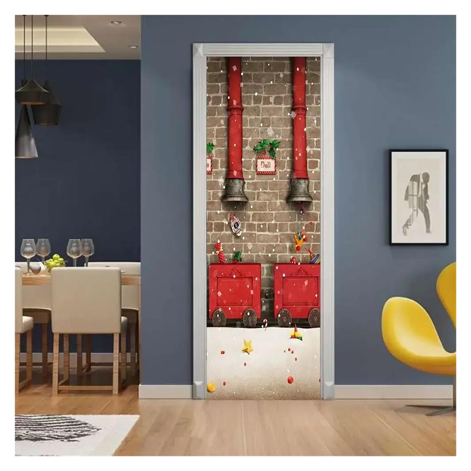 Papier peint de porte rétro pour une chambre à coucher cocooning