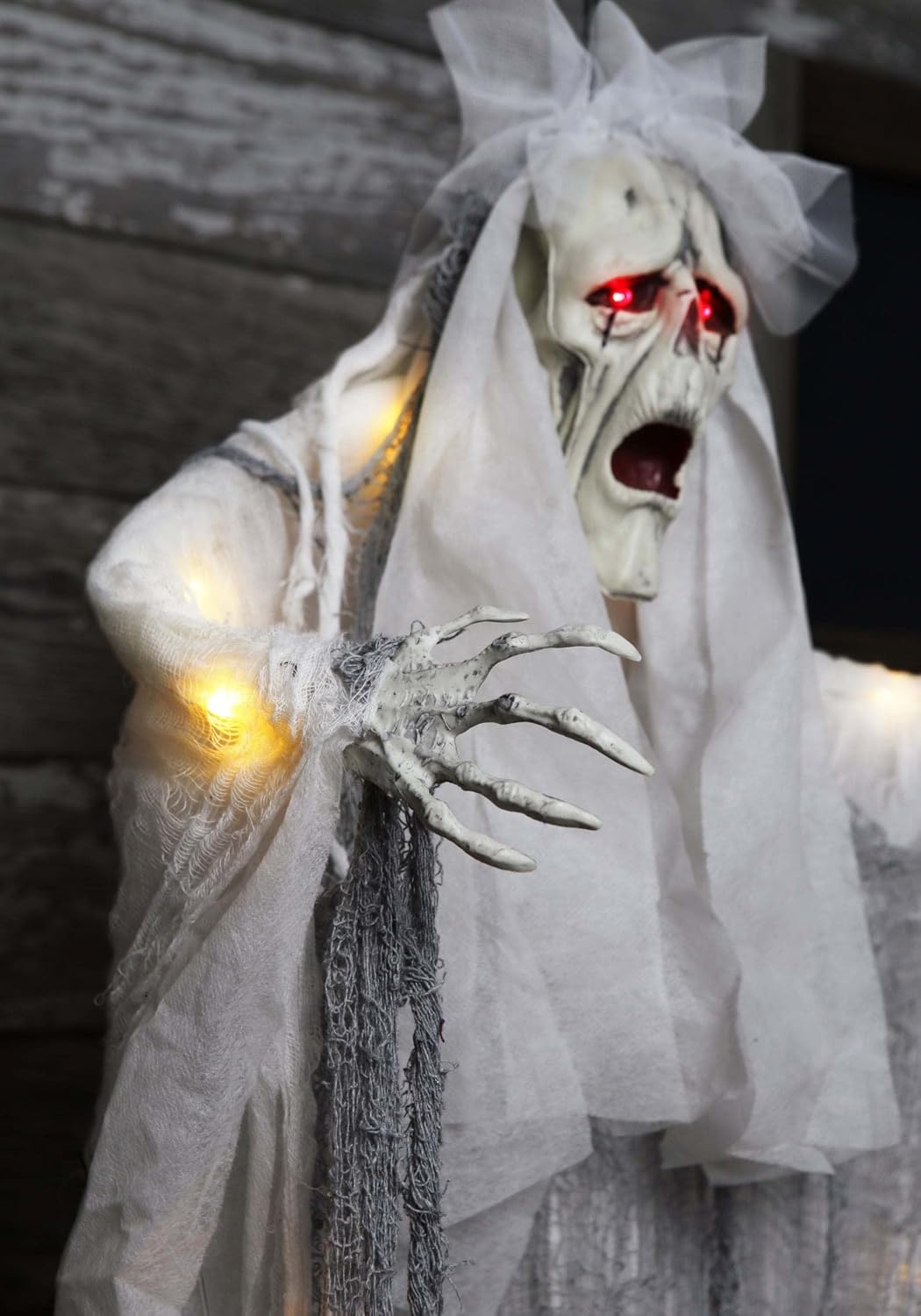 Fun Costumes 3FT Hanging Scary Spooky Ghost Indoor & Outdoor Decoration, Light-Up Flashing Eyes Noises Halloween Yard Display