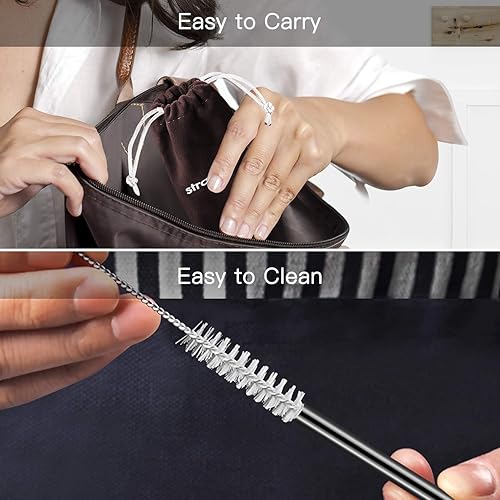 Miniatura 5 de Popote de metal (16 unidades) Negro -,Arco iris,Oro Rosa,plateado