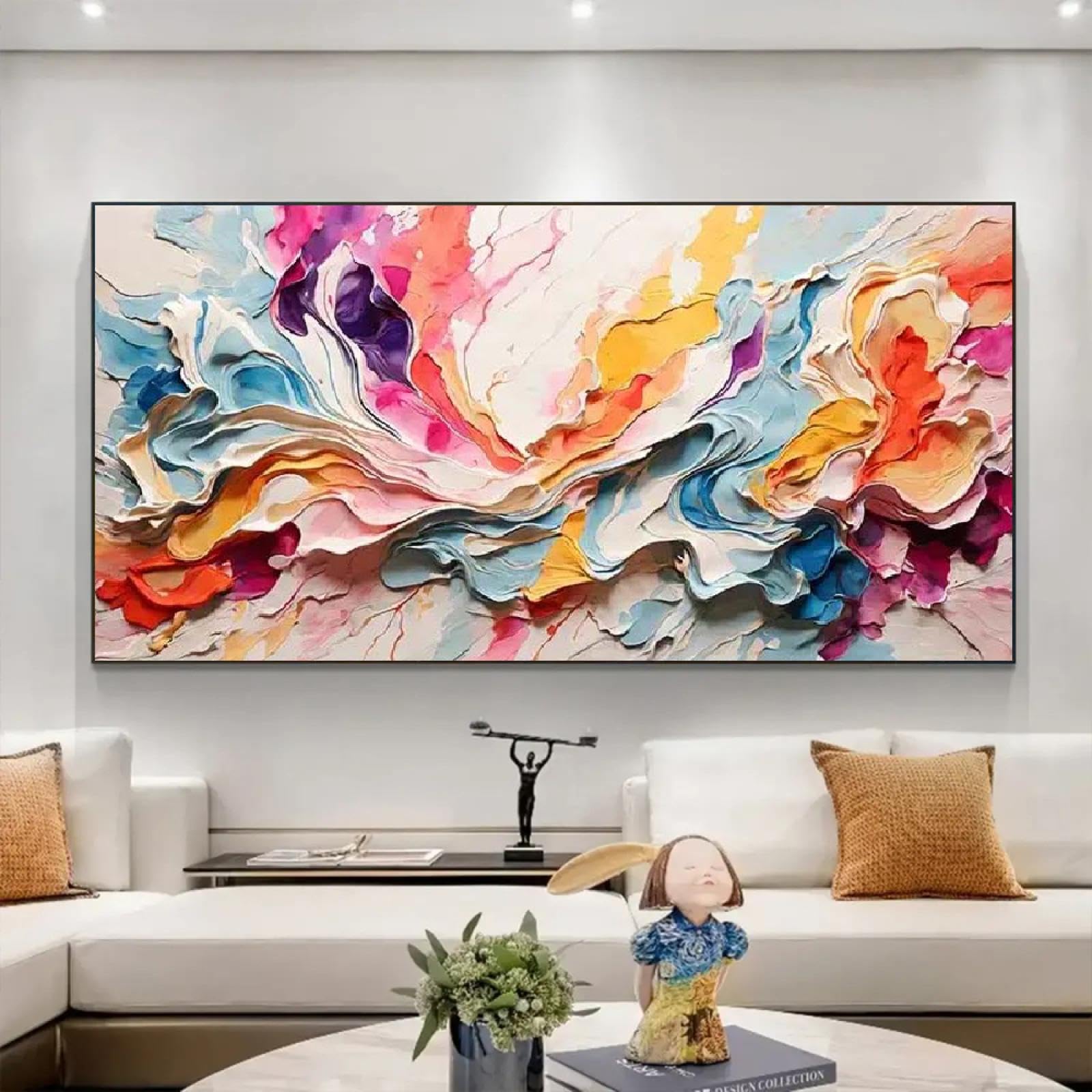Leinwand Bilder Abstrakt Bunt Kunst Poster 200x100 cm Modern Leinwandbild Groß XXL Wohnzimmer Schlafzimmer Wandbild Kunstdruck Wandbilder Canvas Desing Wand Bild auf Leinwand Ohne Rahmen
