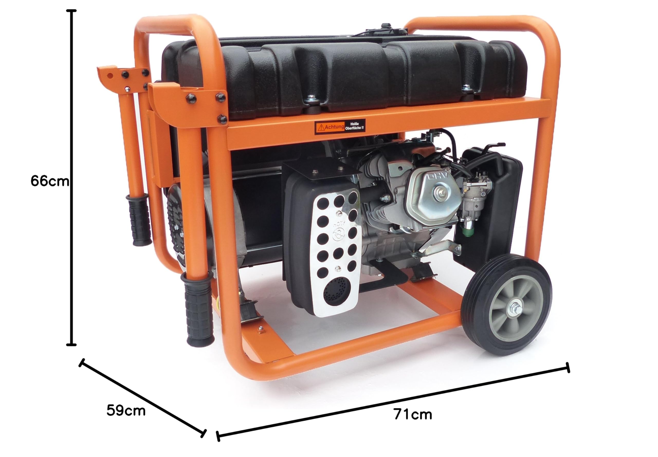 KnappWulf Generator elektryczny KW8300-1, generator awaryjny, generator prądu 1 x 230 V, 1 x 230 V, gniazdko kempingowe, niebieski, maks. 7,7 kW, silnik benzynowy z rozrusznikiem 15 PS, zabezpieczenie