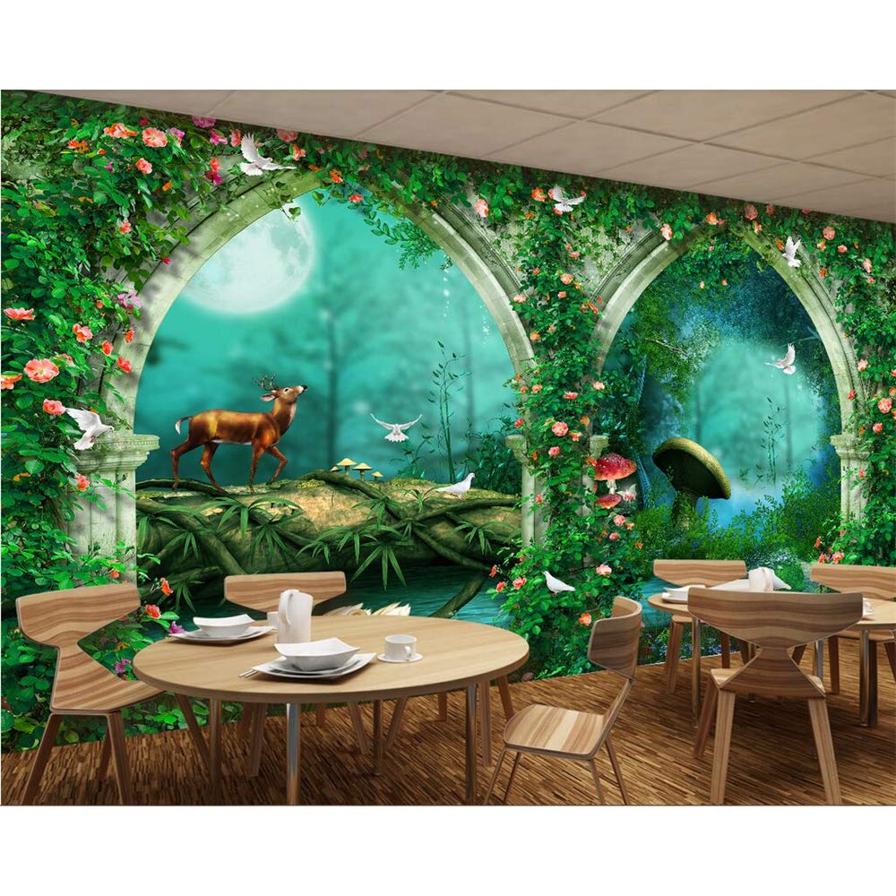 JJGLwallpaper forest TV sofa background wall living room bedroom 3d wallpaper,140cm(W) x70cm(H)
