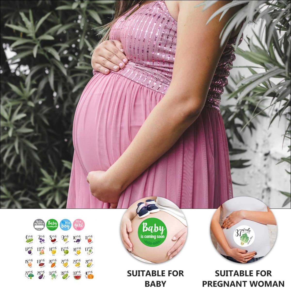 LOPUNER 28 Piezas Pegatinas Decorativas Embarazo para Fotografía Semanal Barriga Crecimiento Adhesivas para Mujeres Embarazadas Marcadores de Mes Señal Mujer Embarazada — view 4