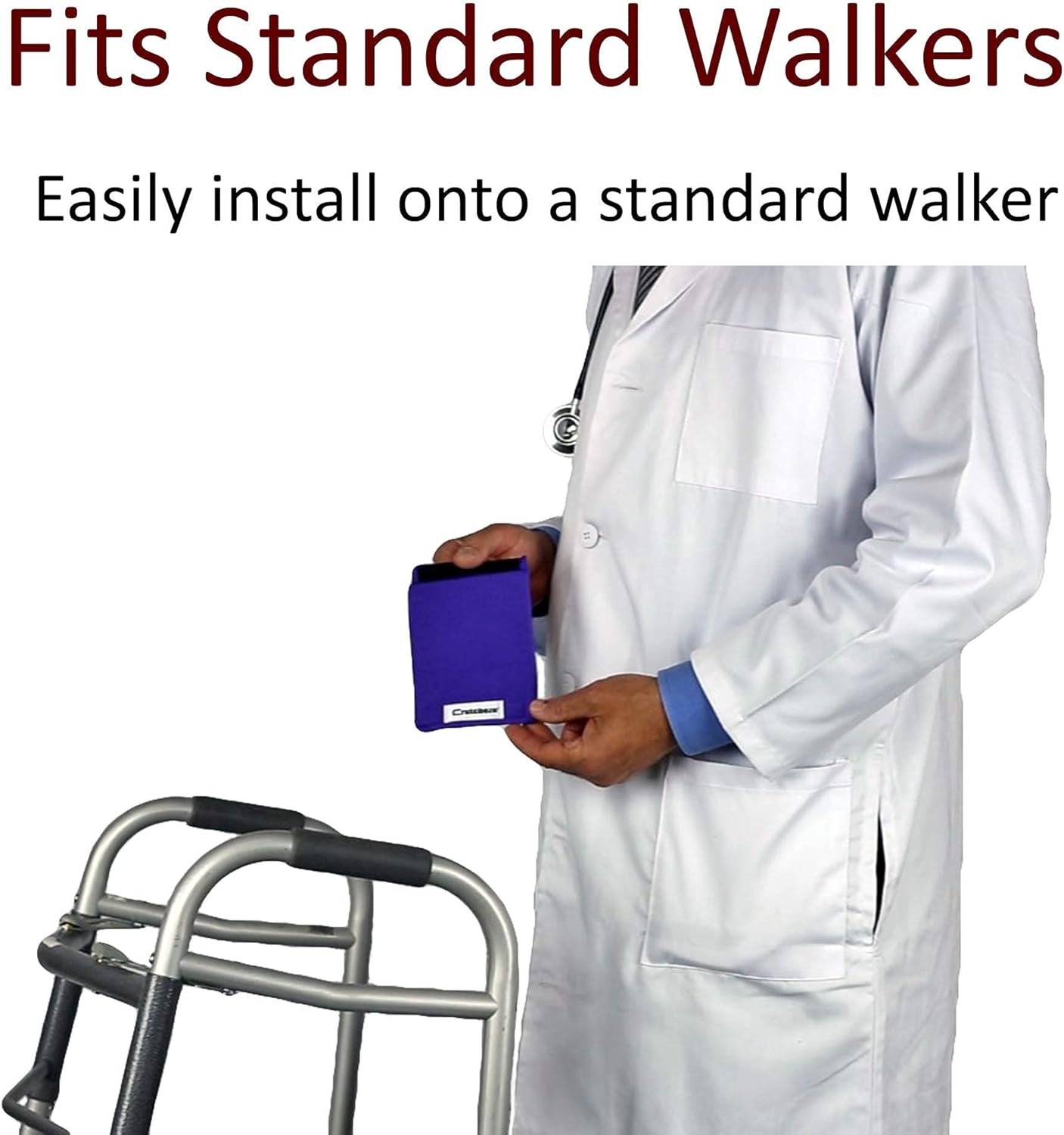 Crutcheze Gray Walker Pad and Cane Holder Set - Comfort & Convenience Walker Accessories - USA Made Padded Hand Grip Covers & Holder to Attach Your Cane to a Walker : Health & Household