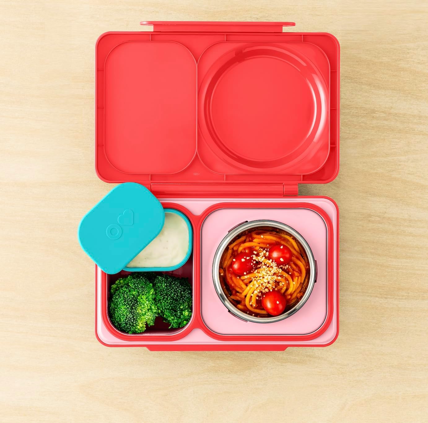 OmieBox UP (2 pack) Leakproof Dips Containers To Go, Salad Dressing Container, Condiment Container with Lids - Food Safe Silicone - 4.5 ounces (Pink/Teal) - Image 3