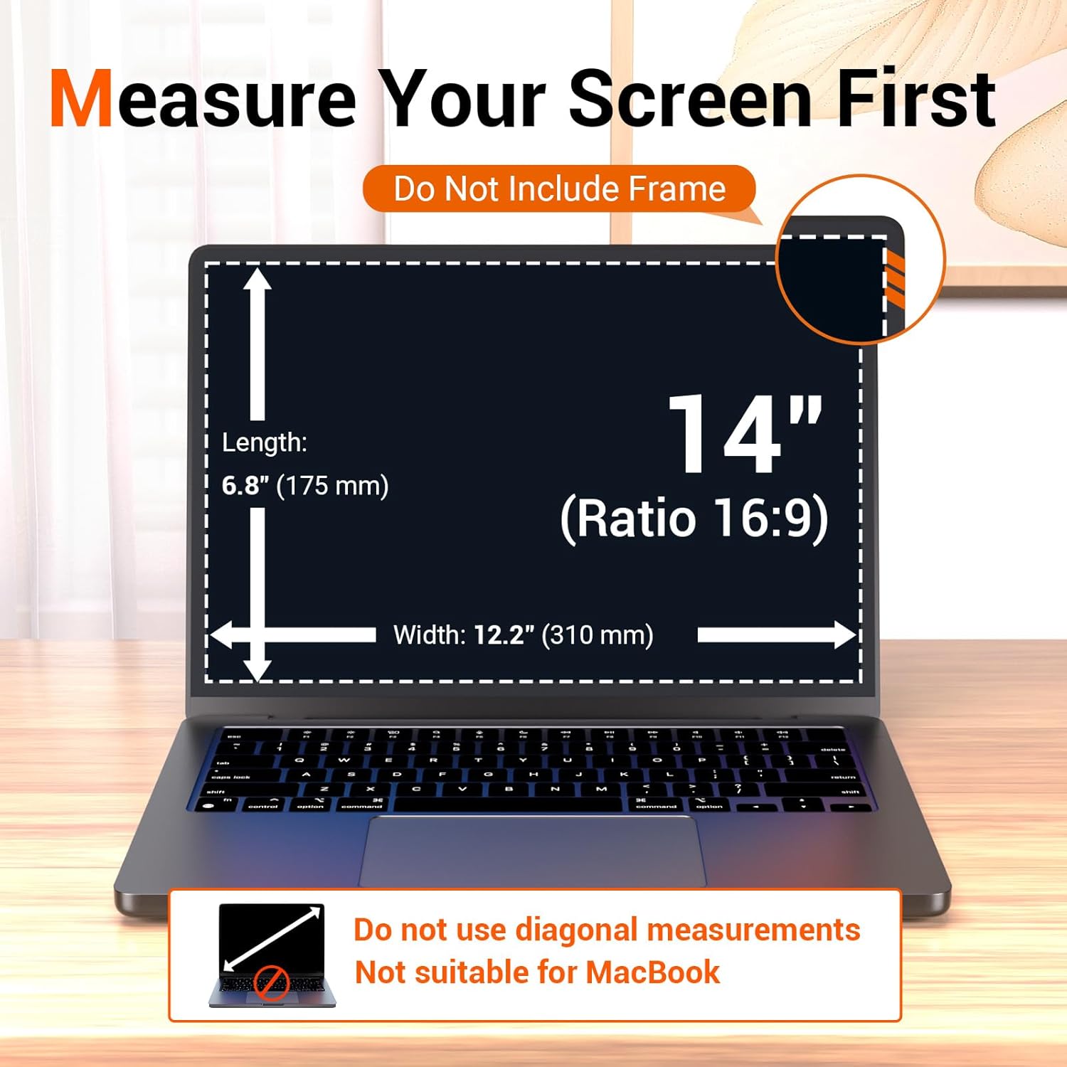 Laptop Privacy Screen 14 inch 16:9, Laptop Screen Privacy Shield Anti Glare Blue Light, Removable 14" Computer Screen Shield Protector Compatible with Dell Lenovo Hp Acer Asus Thinkpad Envy Xps 14Inch 16:9 image 4 of 6 B0F2YZXC41