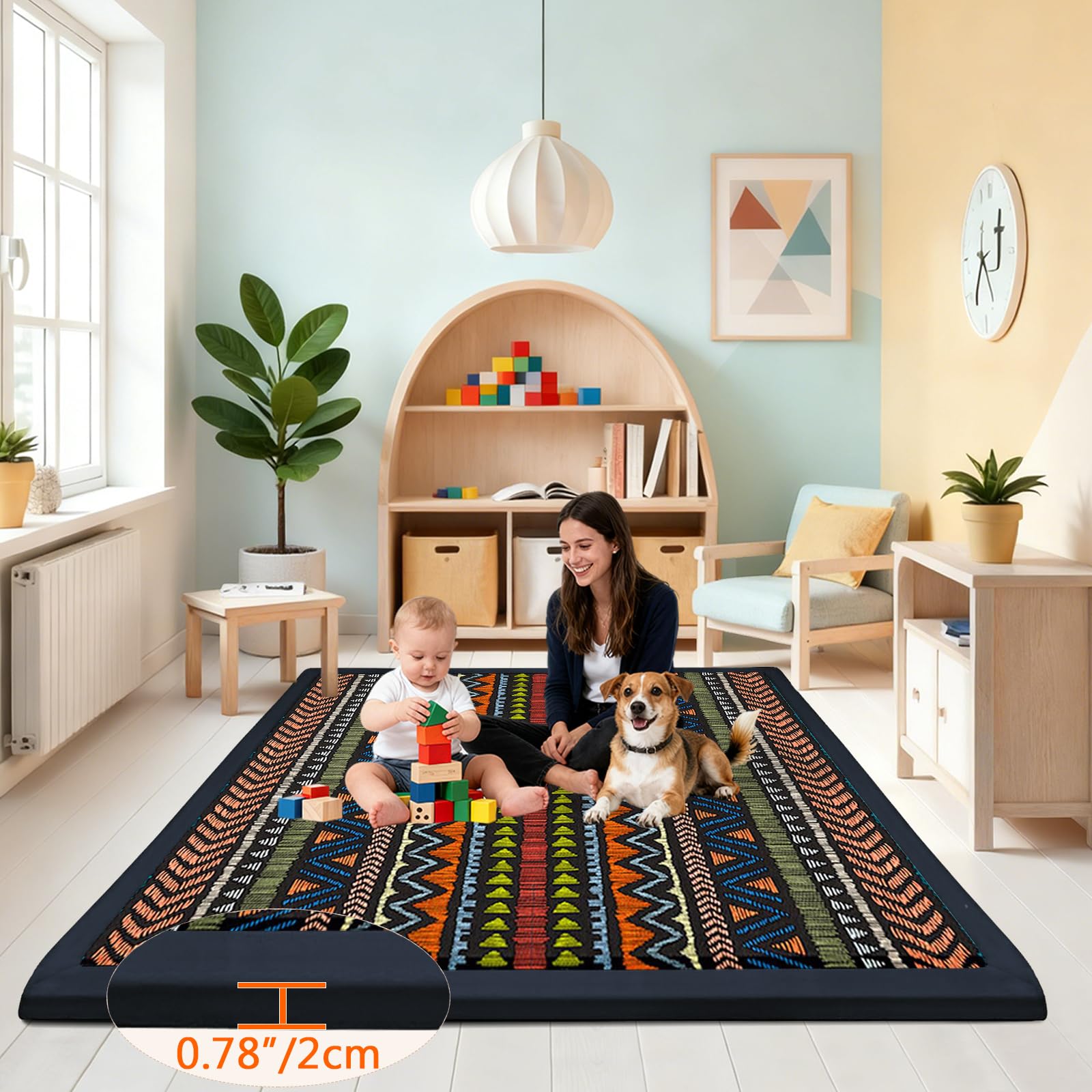 Tappeto Gioco Bambini Acolchado 2 cm Extra Spesso, Antiscivolo, Ideale per Pavimenti e Box Neonato, Palestra Neonati, Tappeto Tummy Time Neonati 120 x 150cm