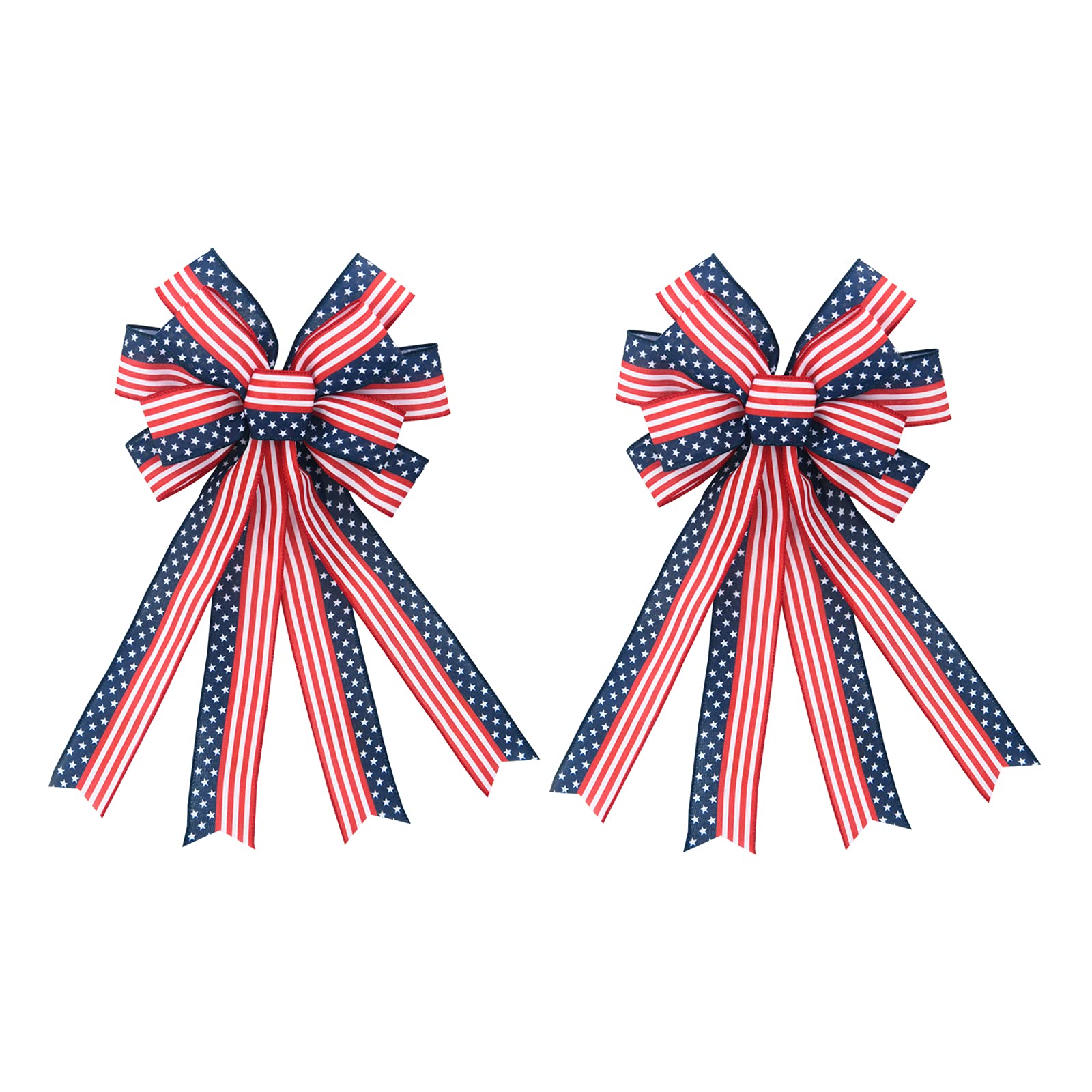 Photo 1 of 2Pcs Large Patriotic Wreath Bow, 11x 21inch Red Blue Stars and Stripes Bows,4th of July Memorial Day Wreath Bow for Indoor Outdoor Independence Day President's Day Decoration (Red)