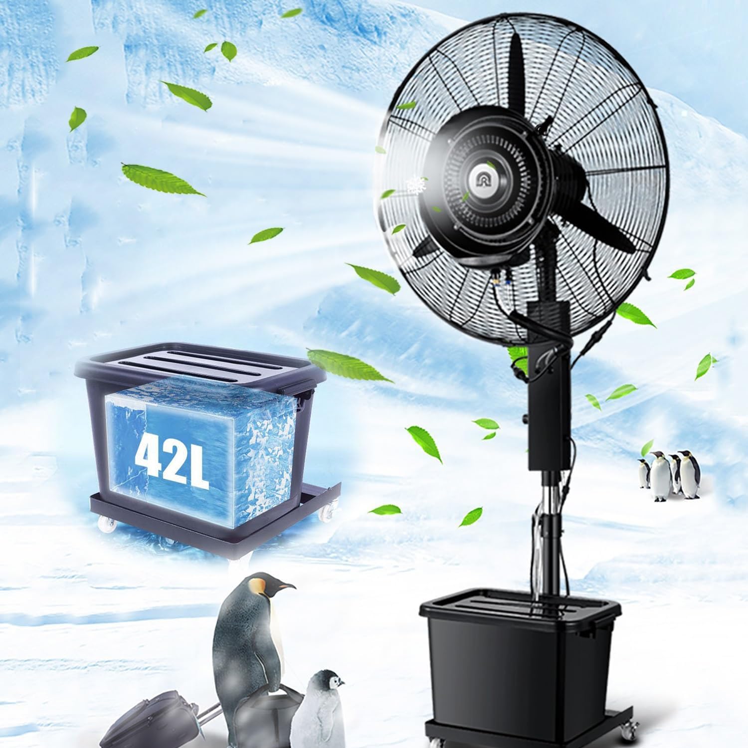 CSXCQM Outdoor Misting Fan 22in 26in 30in, Industrial Spray Fan, Patio Large Pedestal Fan With 11 Gal Standalone Tank For Commercial Restaurant, Gym, Residential Greenhouse (Size : 750mm/30in)