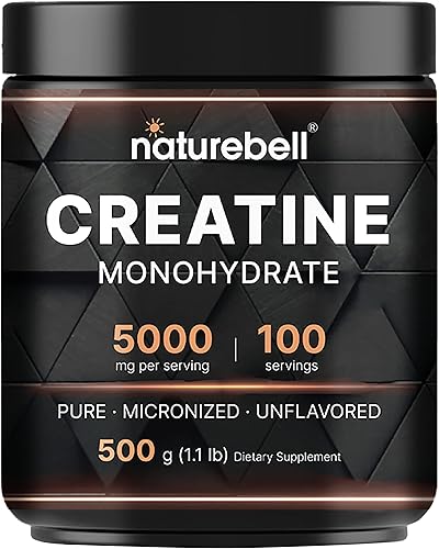 Naturebell Polvo de monohidrato de creatina de 1764oz 5000 mg por porción polvo de creatina pura sin sabor micronizada preentrenamiento Keto Vegano