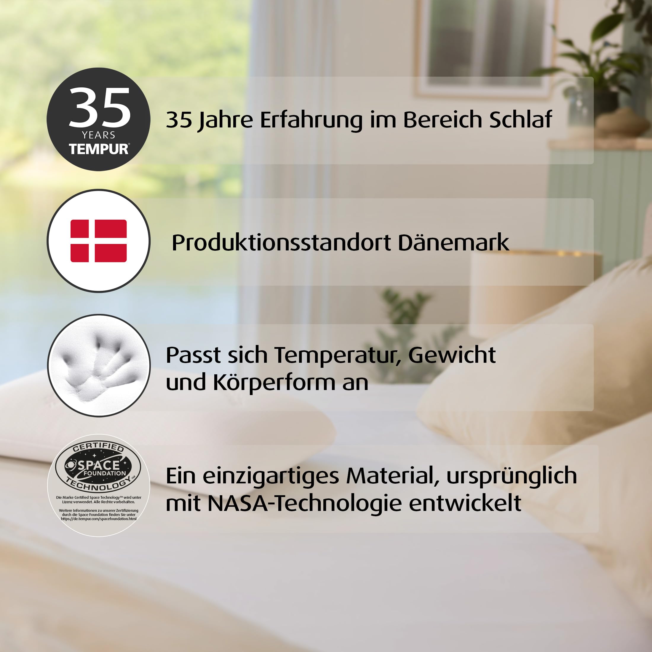 TEMPUR Symphony Schlafkissen Memory Foam, ergonomisches Nackenstützkissen für Rücken- und Seitenschläfer, Liegefühl fest, M (63 x 43 x 12.5 cm), Weiß