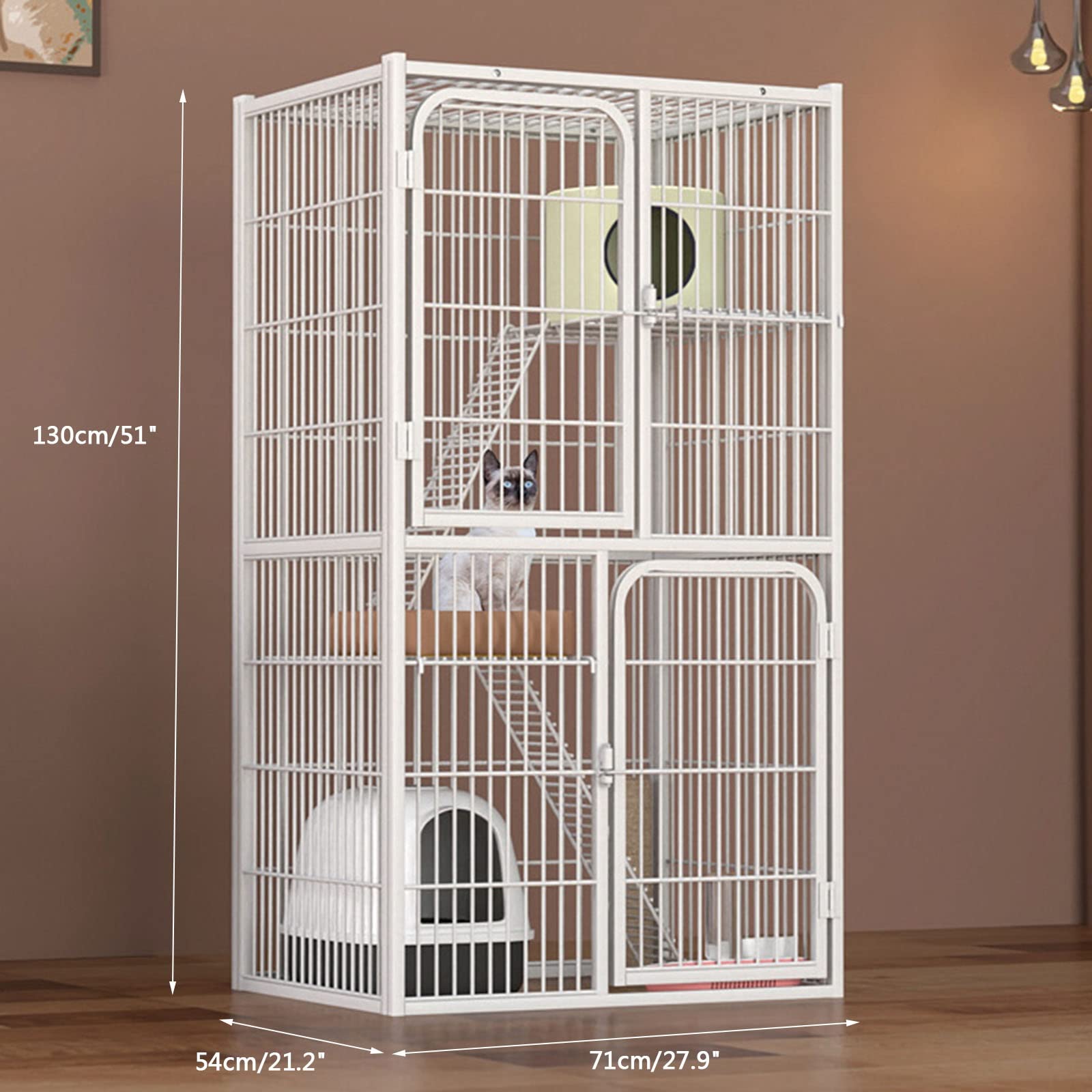 Jaulas para Gatos de Interior, Jaula para Conejos de Interior, recinto para Gatos de Exterior, Jaula de Metal para Gatos, Jaula para Hurones con Puertas, rampas y escaleras adecuadas para hu