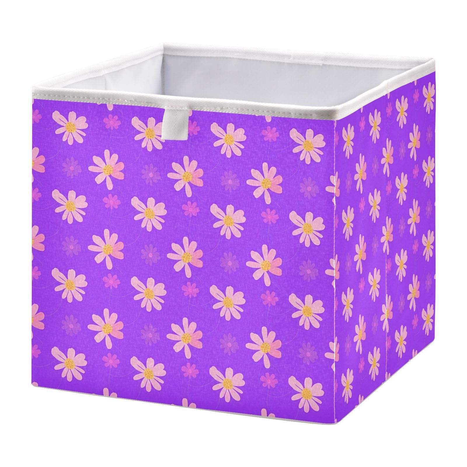 Ewusp Daisy Cube Storage Boxes 28x28 cm Foldable Closet Organiser Bin Holiday Basket Baby Basket for Nursery Bedroom Office