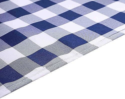 Miniatura 8 de BalsaCircle - Mantel de poliéster a cuadros azul marino de 60 x 126 pulgadas, para decoración de eventos de boda, catering