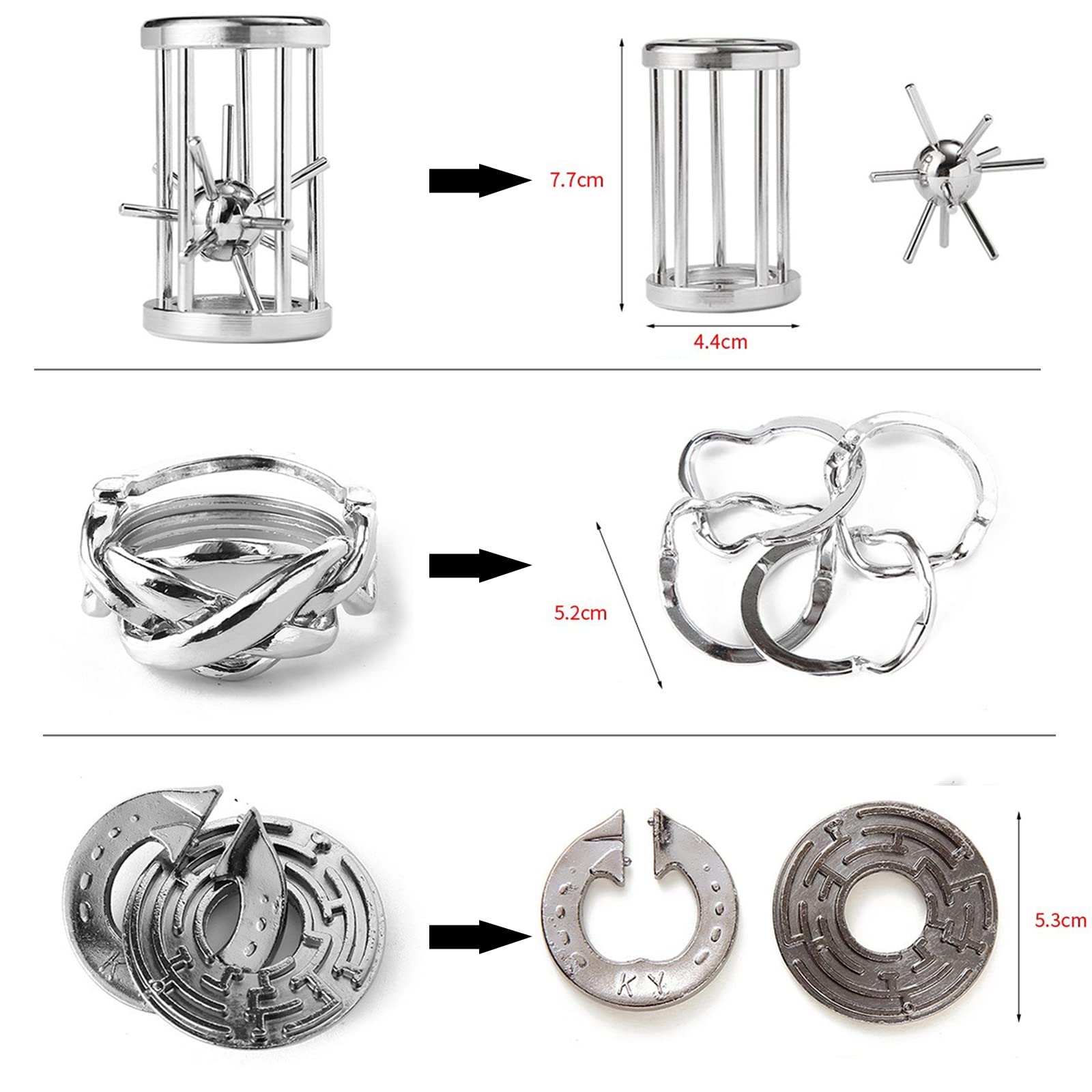 Joyeee Rompecabezas Metal, Brain Teaser Puzzle Desbloqueo Enclavamiento Desenreda Juego IQ Entrenamiento, Juguetes de Educativa Inteligencia para Adultos y Niños Challenge, Dificultad Alta - 25Pcs A