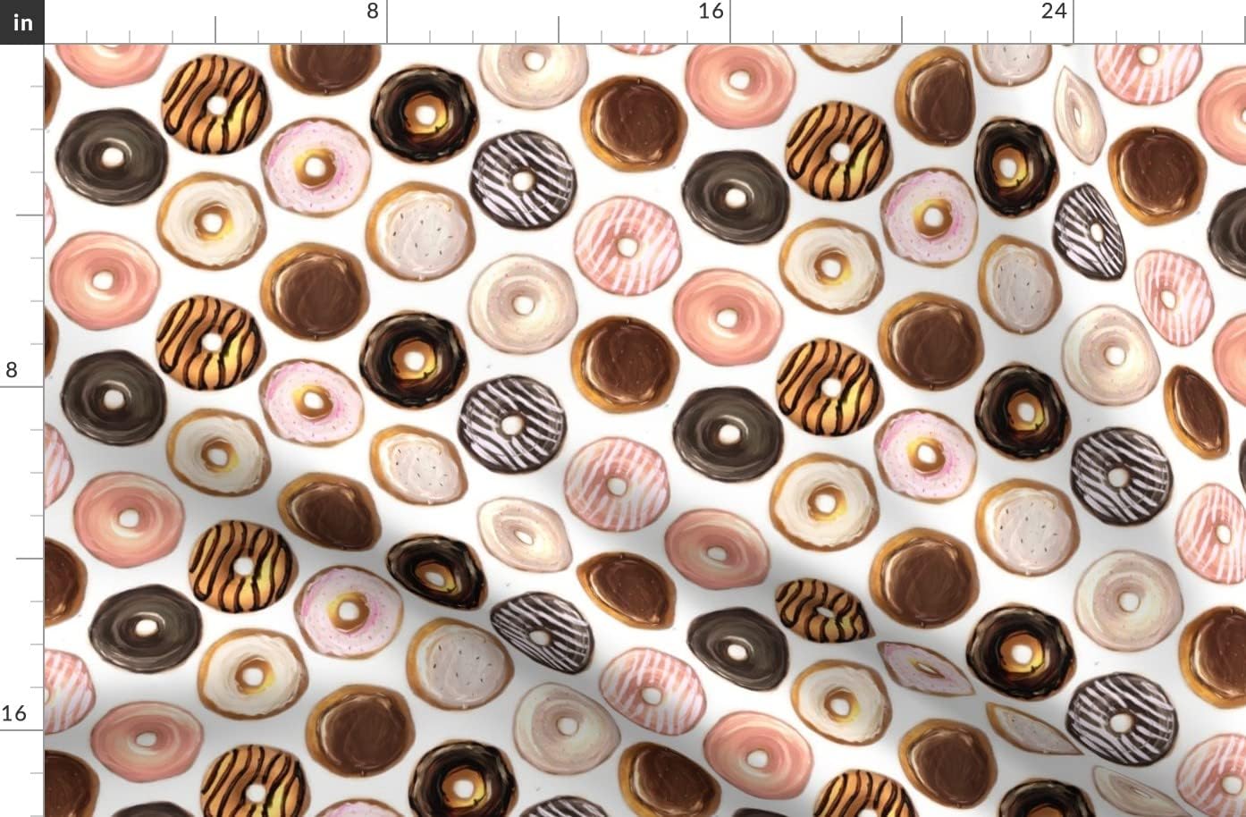 Spoonflower Fabric - Multi Donuts Watercolor Food Doughnut Printed on Organic Cotton Sateen Fabric by The Yard - Sewing Quilting Apparel Home Decor