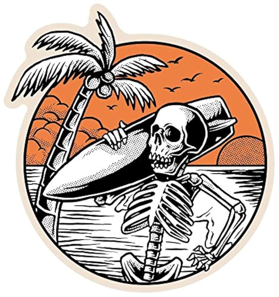 Amazon.com - JMM Industries Surfer Skeleton Sticker Decal