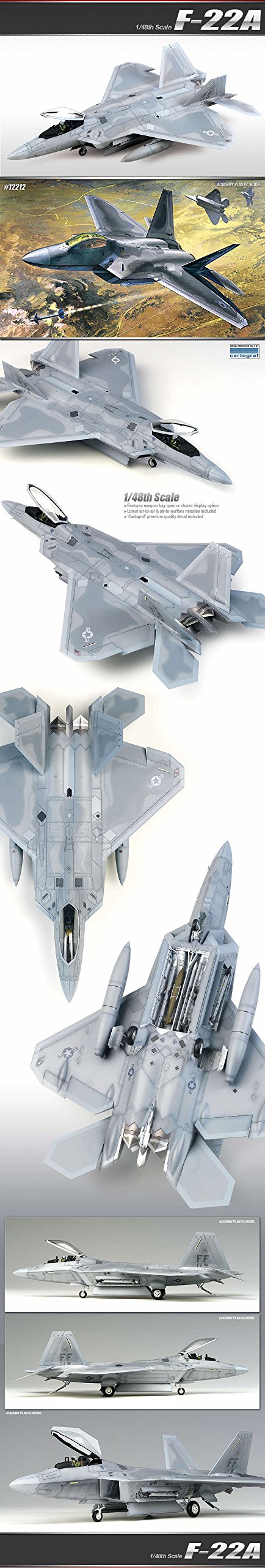 Academy Kit de modelo de plástico 1/48 Lockheed Martin F-22A Raptor