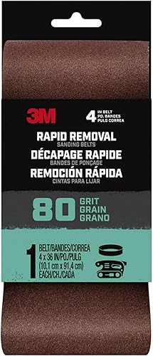 3M Cinta de lijado de potencia de eliminación rápida 4x36, grano 80, 1paquete