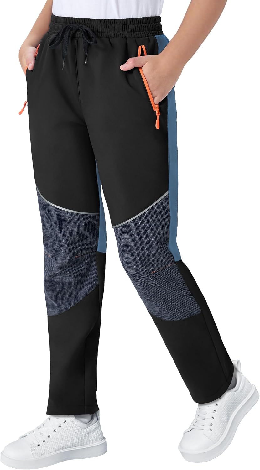 ANGEL CITIZ Kids Pants Quick Dry Hiking Outdoor Lightweight Uniform Pants for Boys Girls Joggers with 3 Zipper Pockets