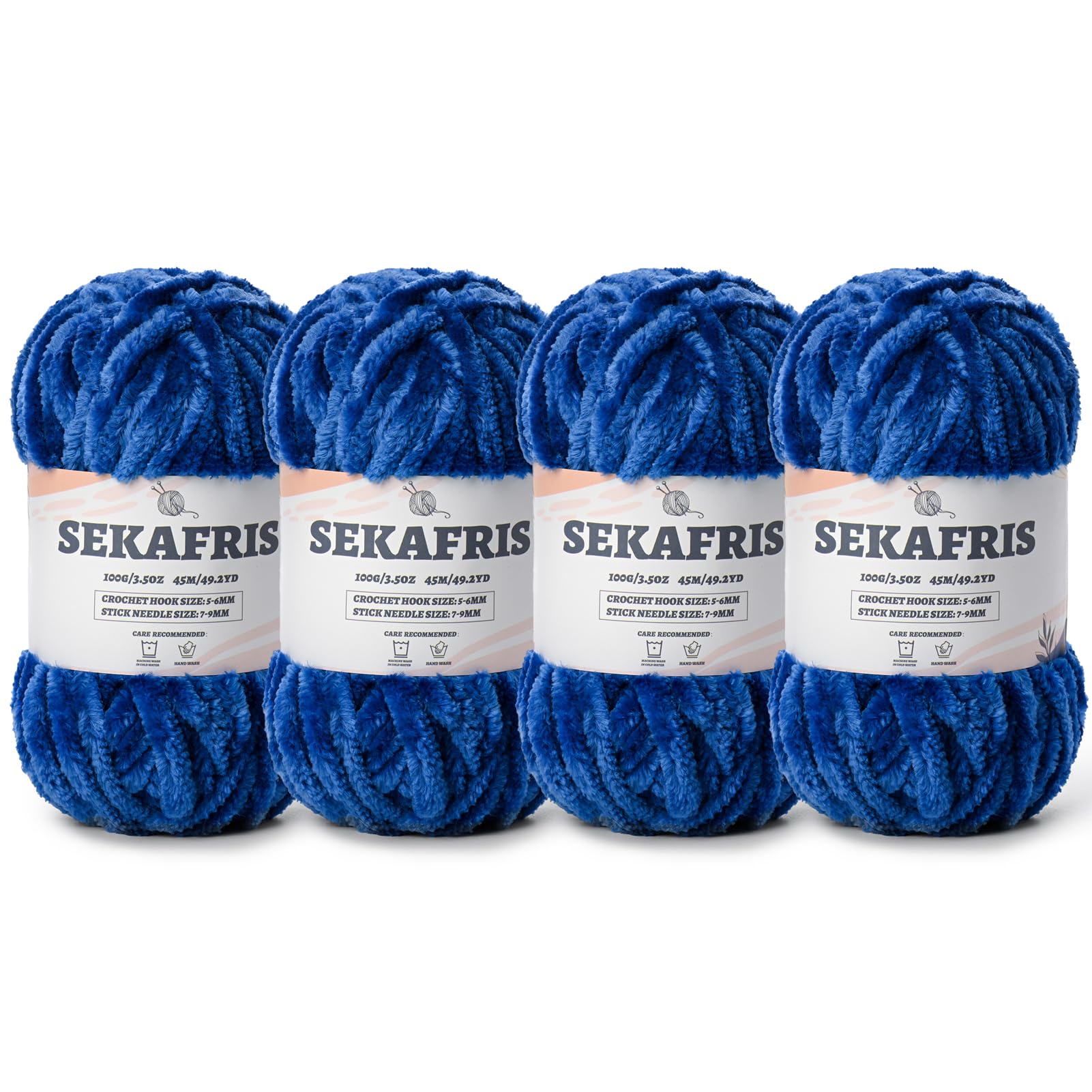 Chenille Velvet Soft Yarn Royal Blue 4 Pack