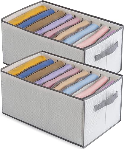 DOUBFIVSY Organizador de ropa de armario con tablero de apoyo grande 9 rejillas plegable cajón de jeans caja de almacenamiento impermeable para