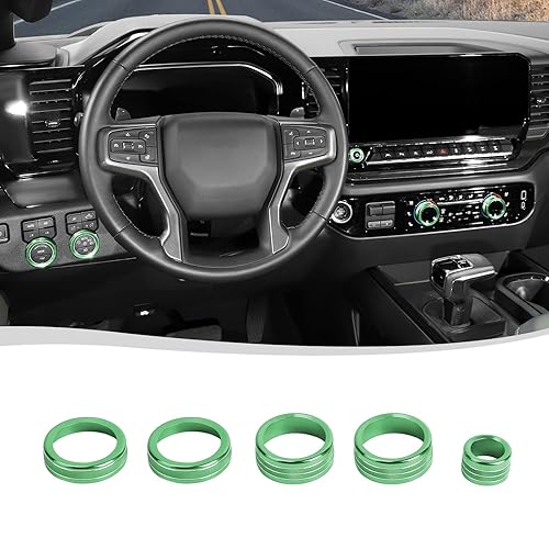Voodonala Cubierta de anillo para interruptor de consola central Chevy Silverado 2022+, cubierta interior del botón del interruptor del tablero