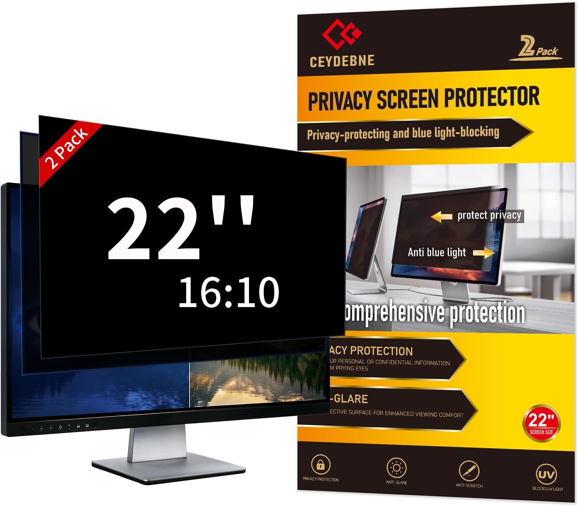 Privacy Screen Protector for MacBook Pro 13 Inch (2012-2015) - Nano-Suction Removable Anti-Spy Filter, Blue Light Blocking, Ultra-Thin Design