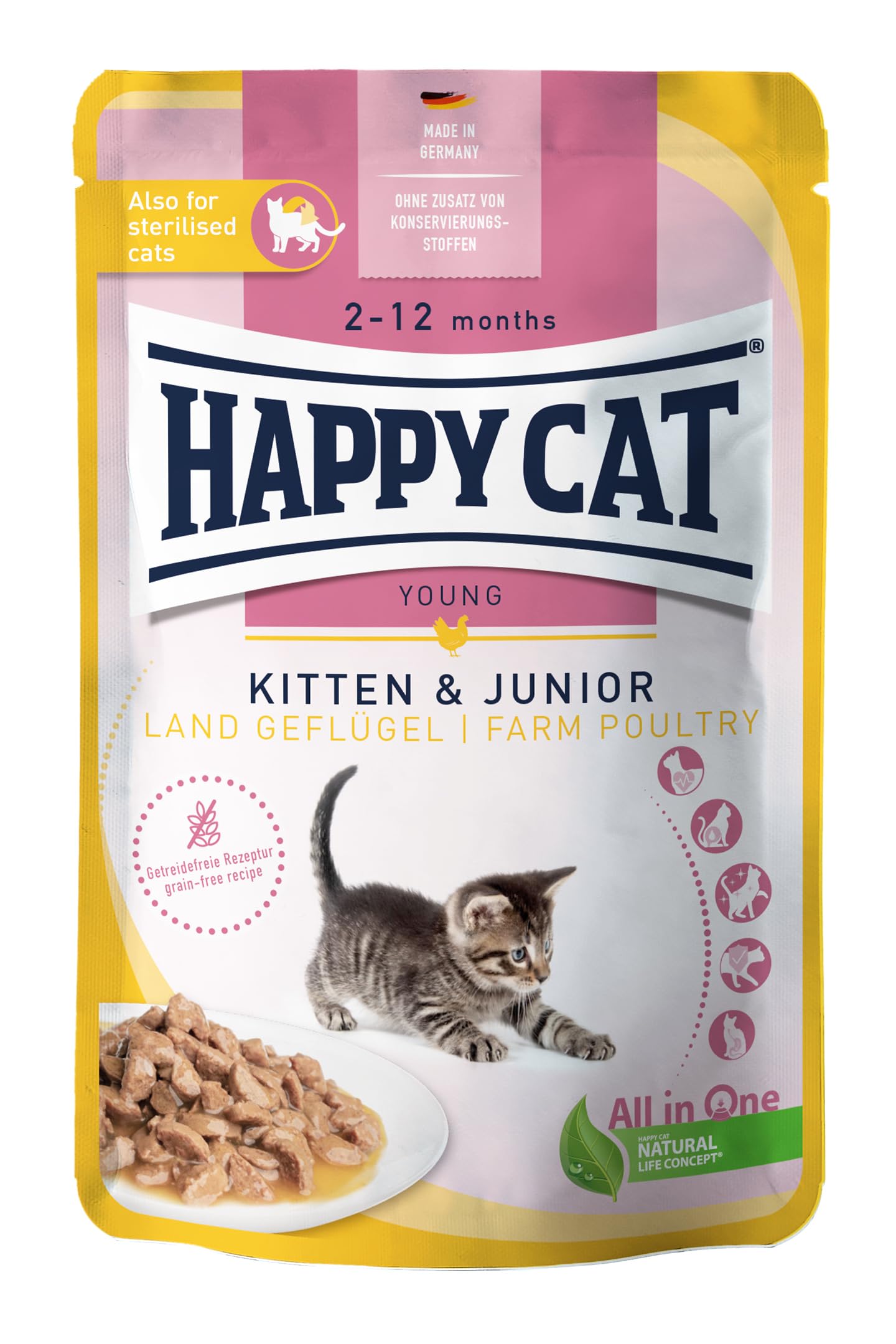 Happy Cat Young Meat in Sauce Kitten & Junior Land Geflügel Pouch 85 g