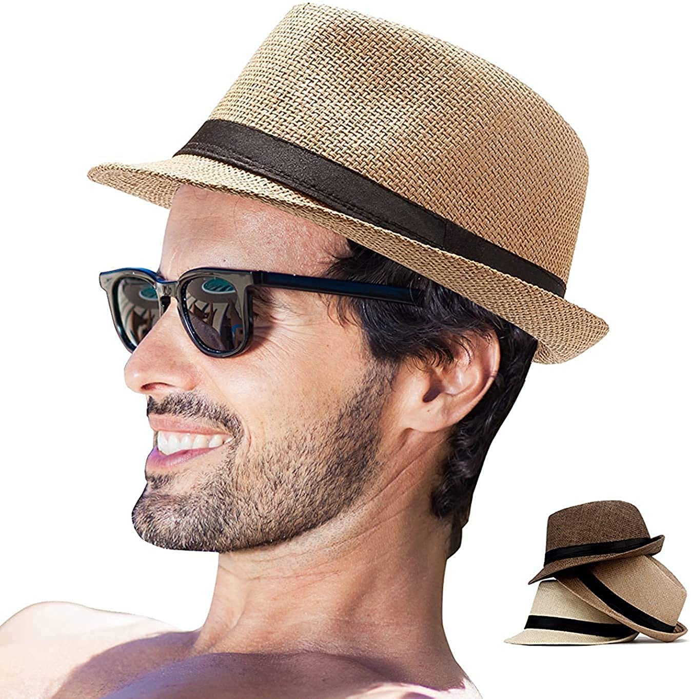 Wizme Classic Short Brim Trilby Cap for Men Fedora Hats for Boys (Beige) 25 Grams Pack of 1