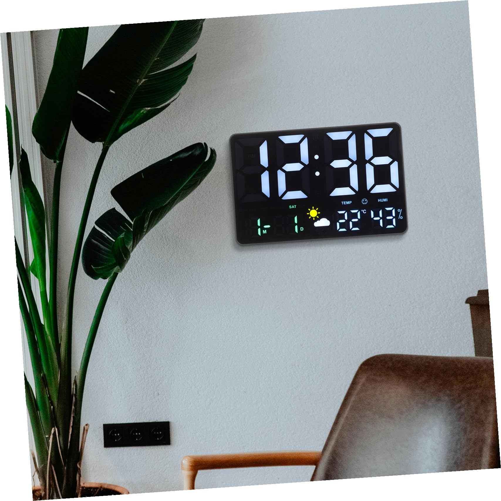 PRETYZOOM Reloj de Pared Digital LED Grande Temperatura y Humedad