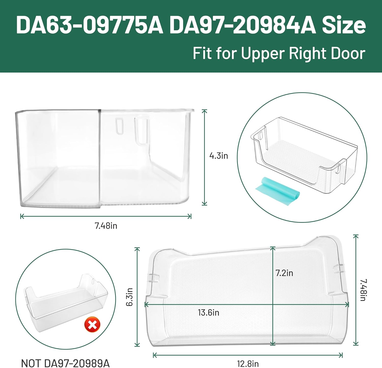 UPGRADED DA63-09775A DA97-20984A Refrigerator RIGHT Door Shelf Bin Fit for Sam-sung RF27T5201SG, RF27T5201SR, RF28T5001SR, RF28T5021SG Refrigerator Door Shelves By Fetechmate- 1 Year Free Replacement