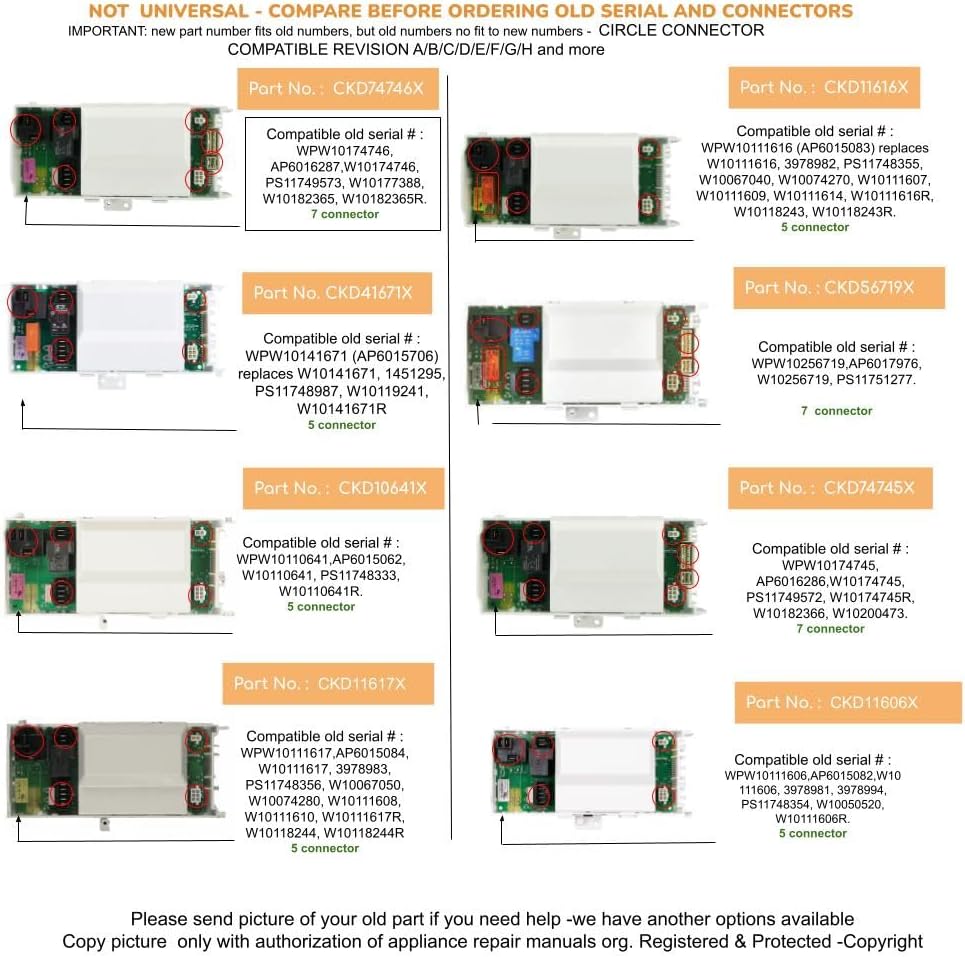 W10132445 CKD7350 Dryer Electronic Control Board