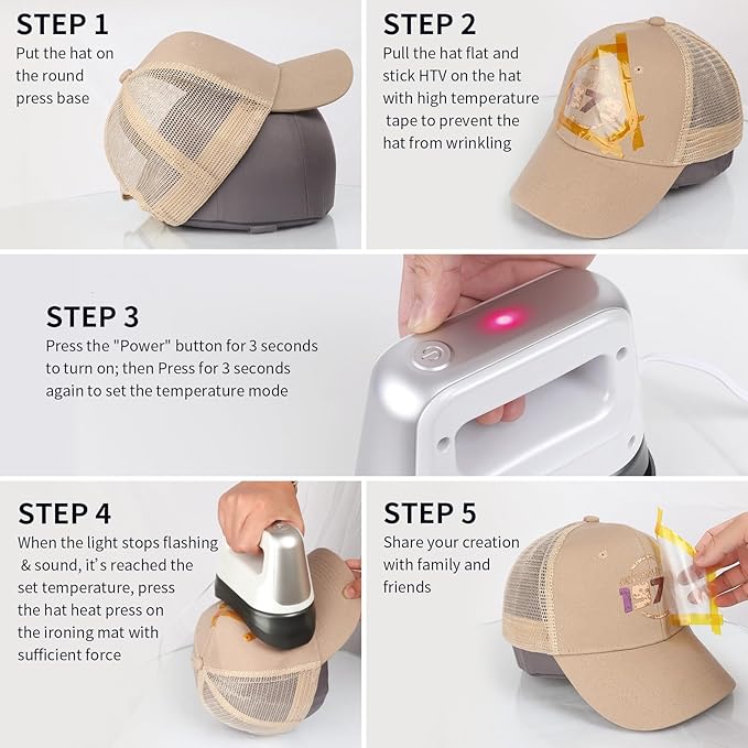 Prensa para Gorras UOKRR, Máquina de Termofijado Portátil con 3 Niveles de Calor miniatura 6