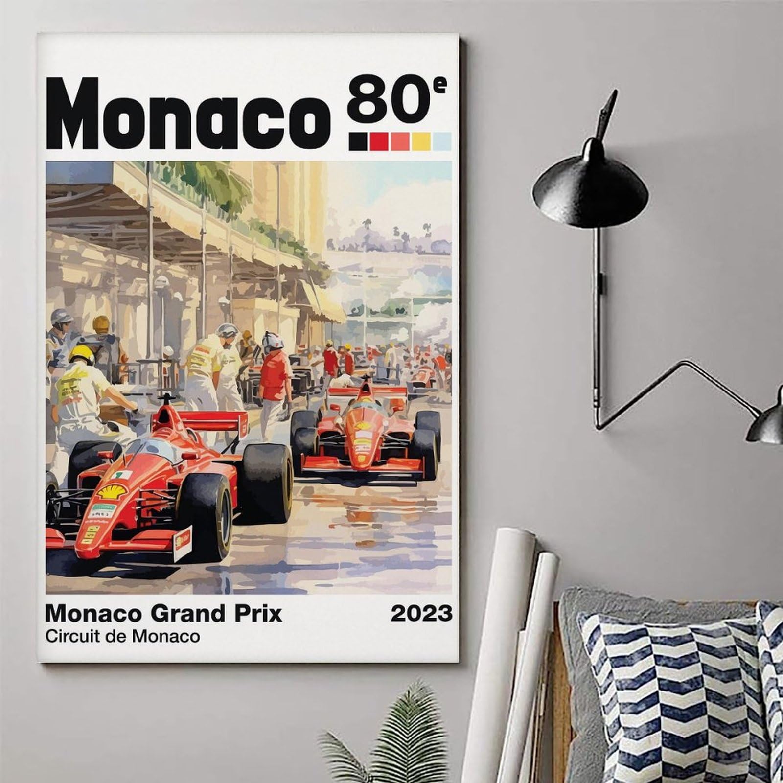 Yuangoes Poster F1 Vintage Monaco 2023 - Impression Toile 30x45cm - Décoration Chambre